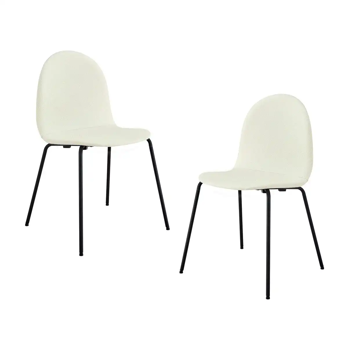 Archie Fabric Dining Chair (Set of 2, Black, Cream)