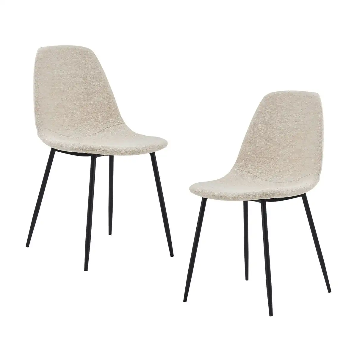Luca Fabric Dining Chair (Set of 2, Black, Cream)
