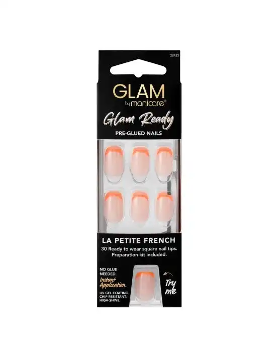 Manicare Glam Ready Pre-Glued Nails La Petite French 30pcs