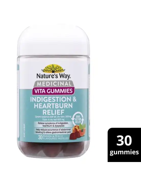 Nature's Way Medicinal Vita Gummies Indigestion & Heartburn Relief 30 Gummies