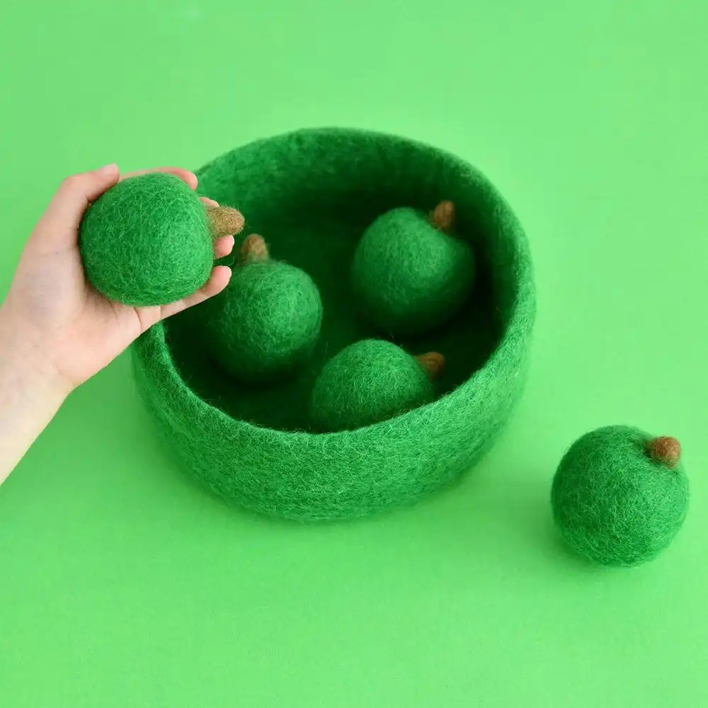 Dashdu - Adam Apple - 5 Felt Fruit Apples with Bowl