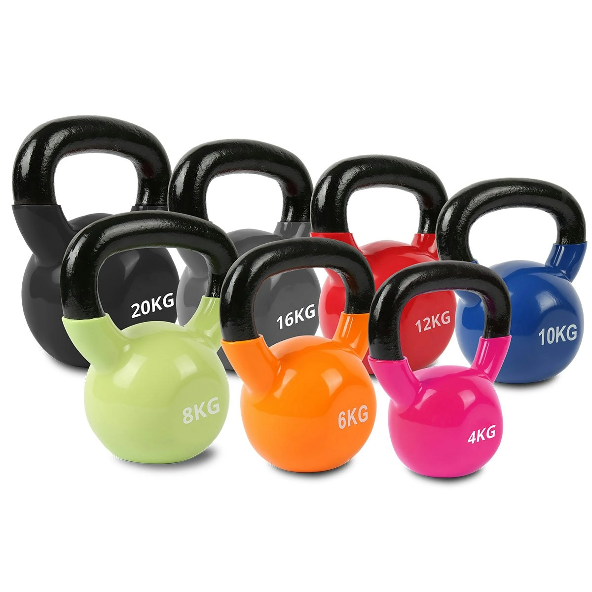 Cortex Cast Iron Vinyl Dipped Kettlebell 4kg-20kg Set