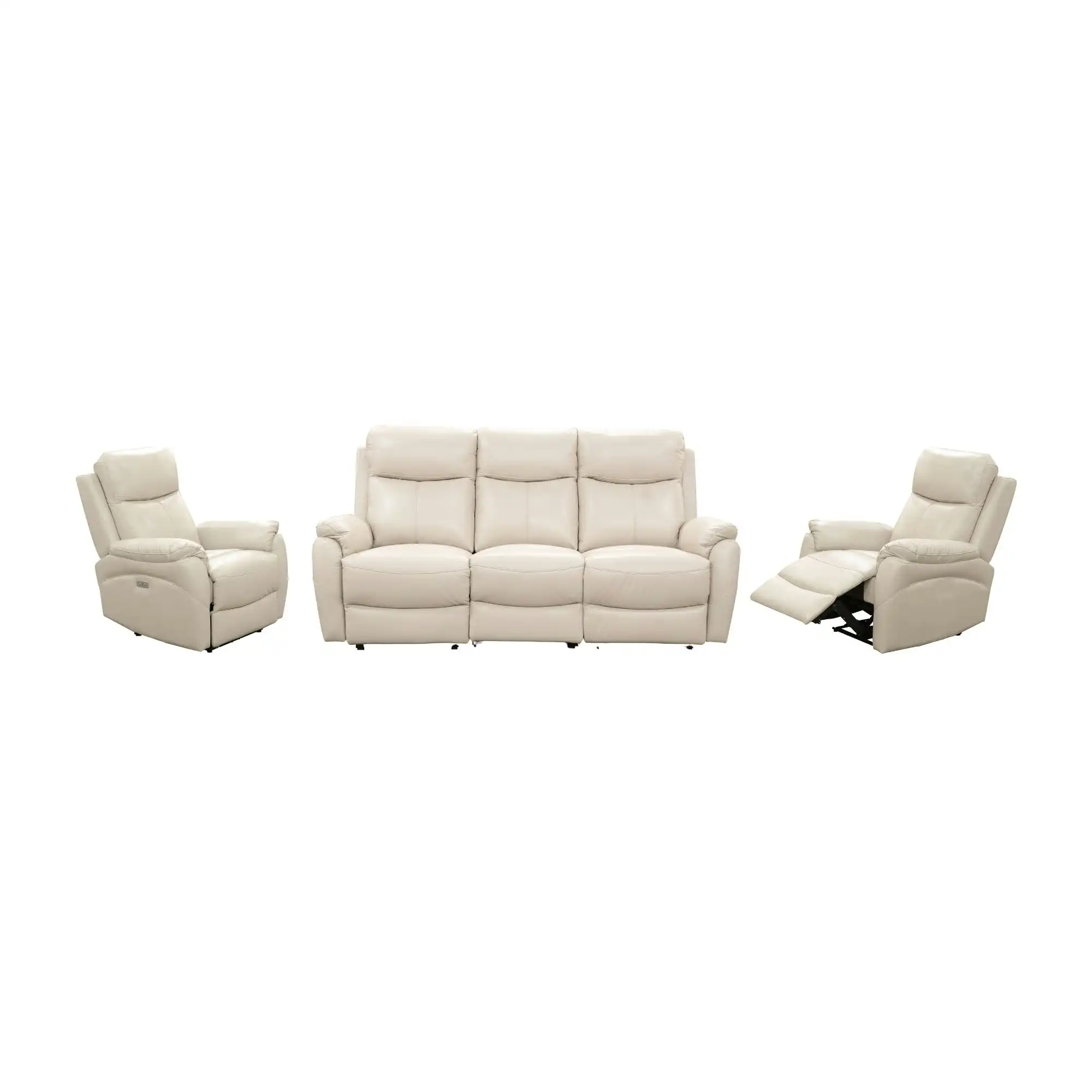 Berkeley 3+1+1 Electric Leather Recliner Sofa Set Silver
