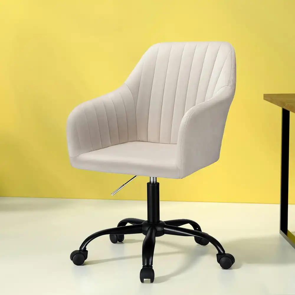 Artiss Office Chair Velvet Seat Cream