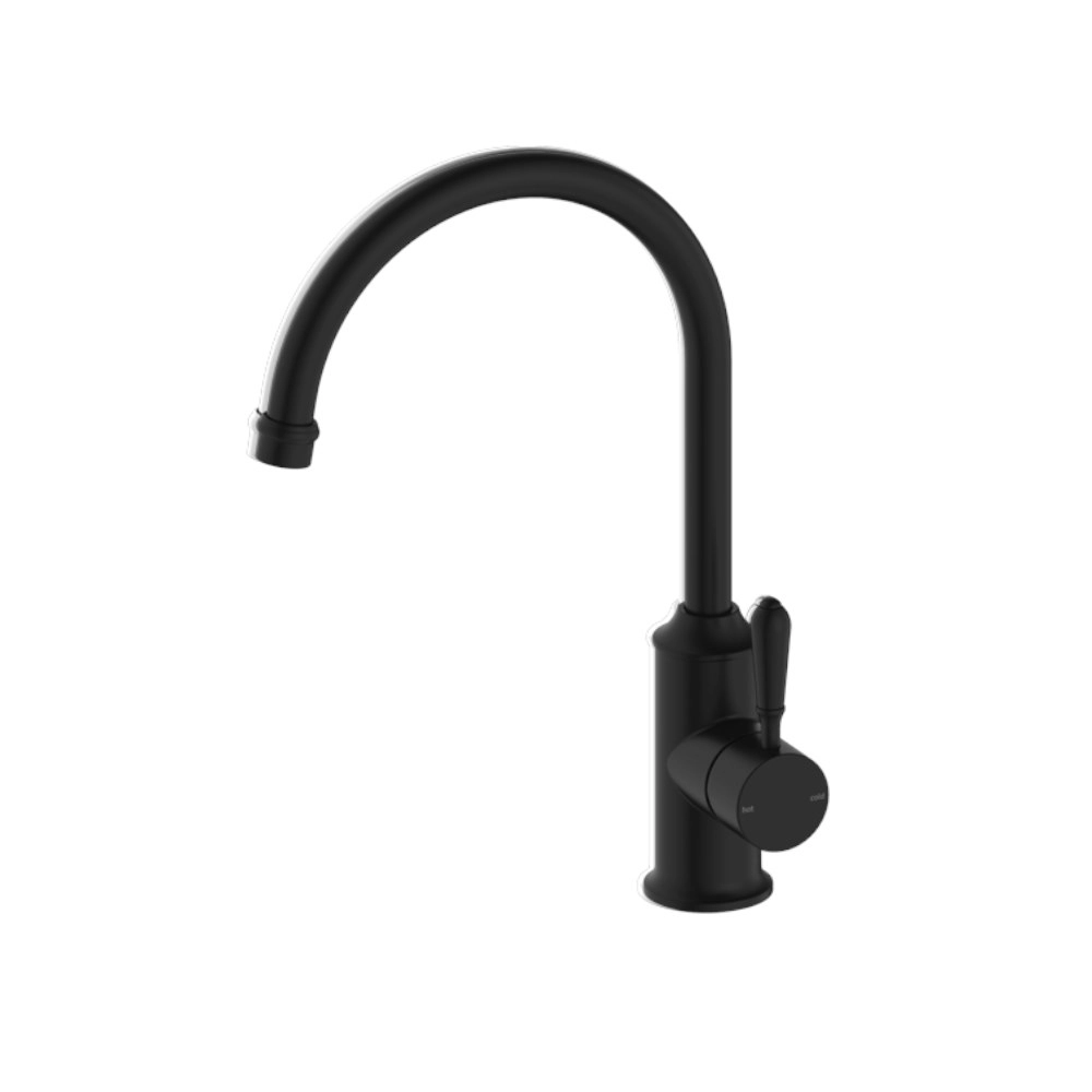 Nero York Kitchen Mixer Gooseneck Spout with Metal Lever Matte Black NR69210602MB