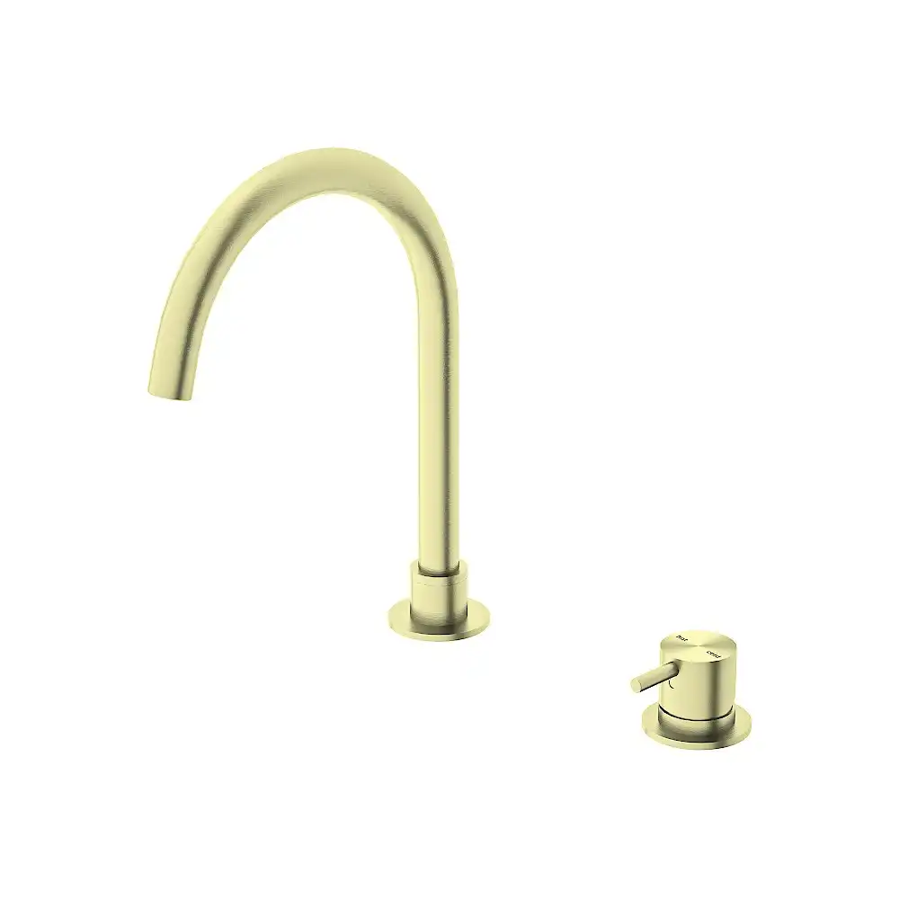 Nero Mecca Hob Basin Mixer Round Spout Brushed Gold NR221901bBG