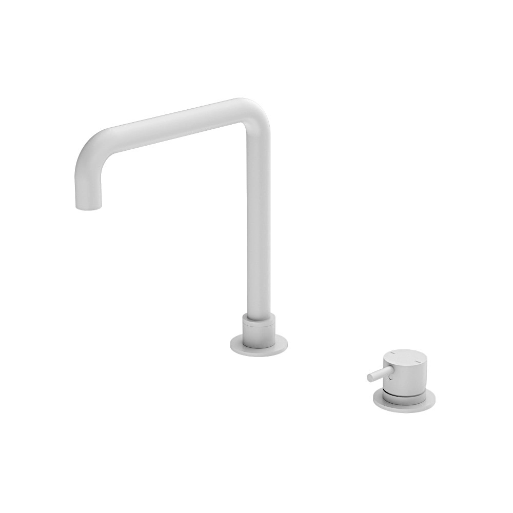 Nero Mecca Hob Basin Mixer Square Spout Matte White NR221901cMW