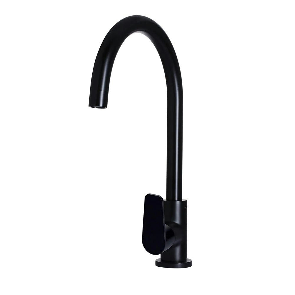 Meir Round Gooseneck Kitchen Mixer Tap Matte Black MK03PD