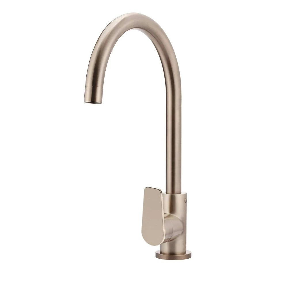 Meir Round Gooseneck Kitchen Mixer Tap Champagne MK03PD-CH