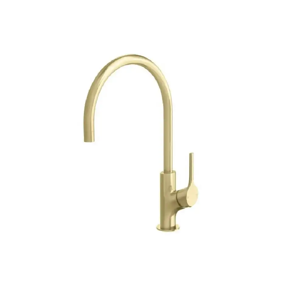 Phoenix Vivid Slimline Oval Sink Mixer 220mm Gooseneck Brushed Gold VV733-12