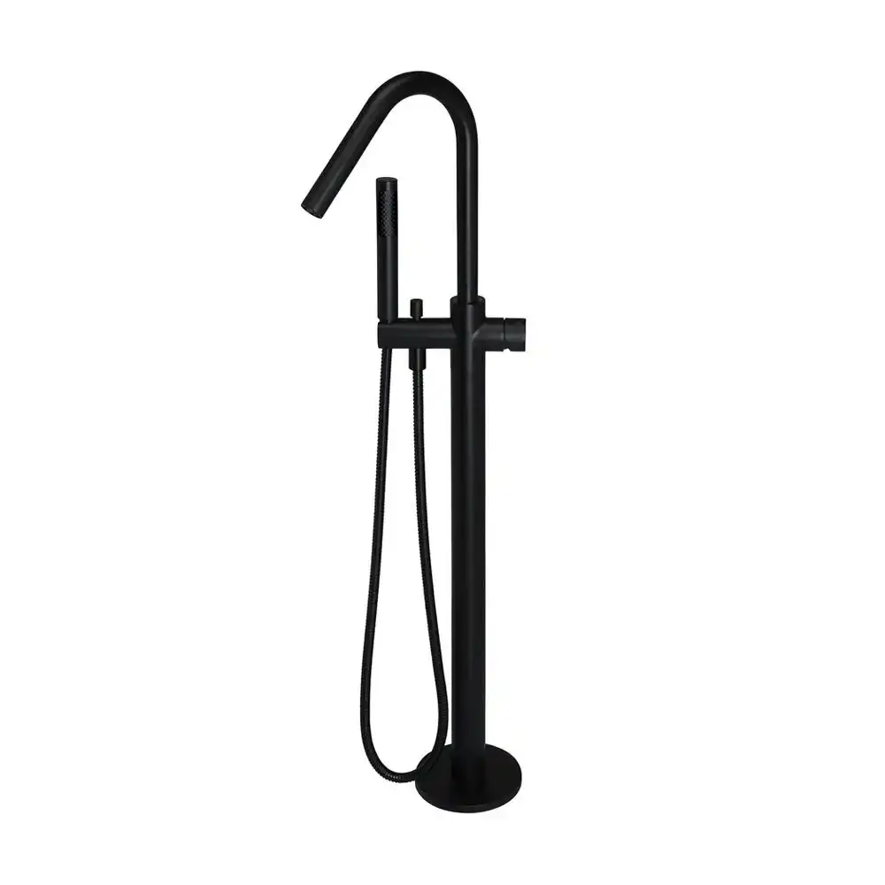 Meir Round Freestanding Bath Spout and Hand Shower Matte Black MB09PN