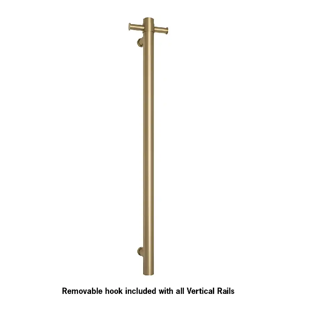 Thermogroup Straight Round Vertical Bar 900x142x100mm (Heated) Brushed Brass VS900HBB