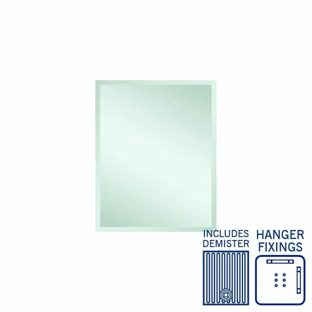 Thermogroup Montana Rectangle 25mm Bevel Edge Mirror - 600x750mm with Hangers and Demister MS6075HND