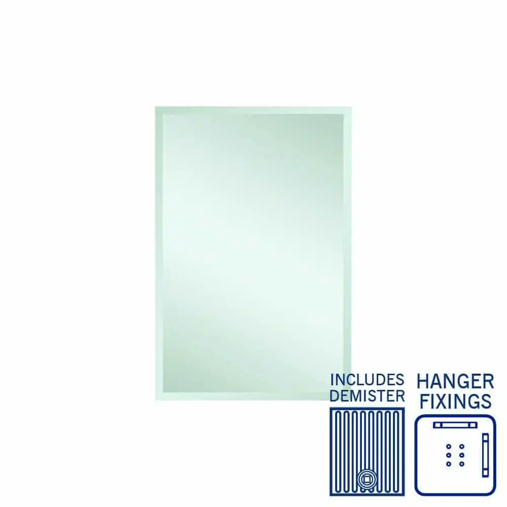 Thermogroup Montana Rectangle 25mm Bevel Edge Mirror - 600x900mm with Hangers and Demister MS6090HND