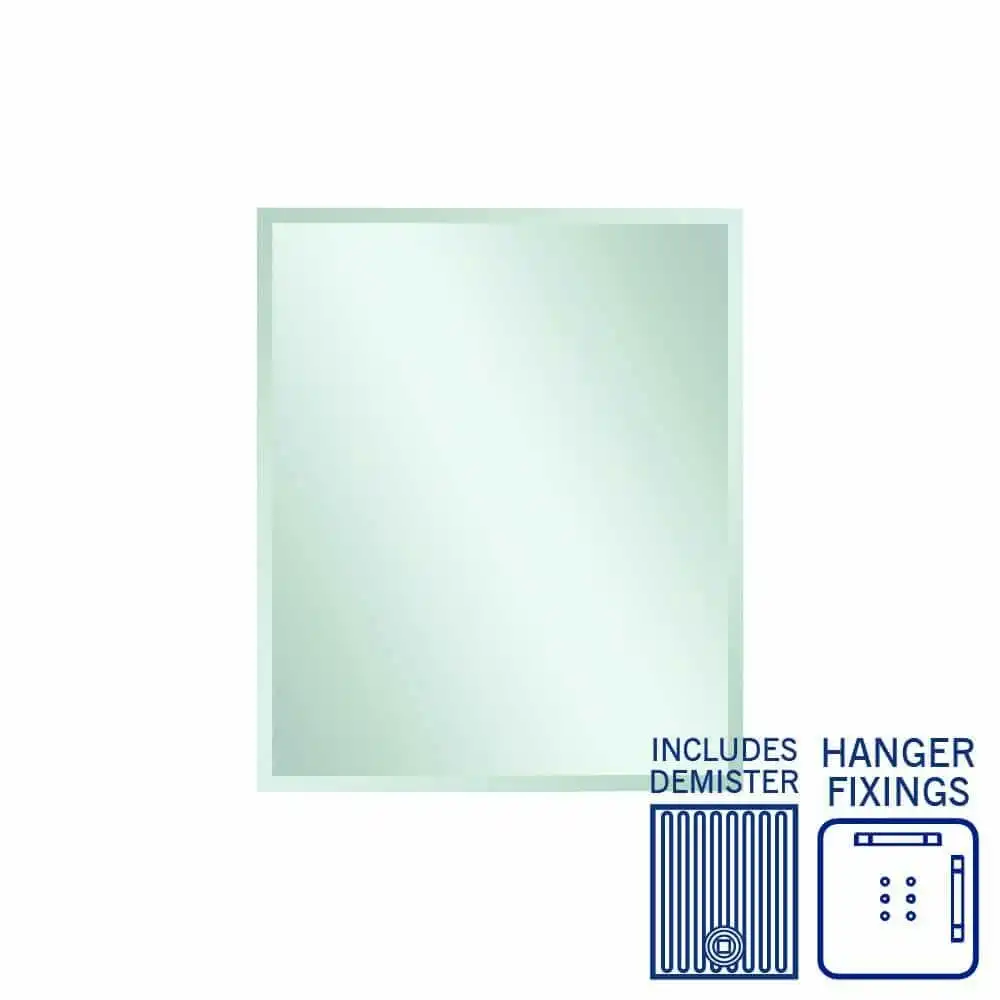 Thermogroup Montana Rectangle 25mm Bevel Edge Mirror - 900x750mm with Hangers and Demister MS9075HND