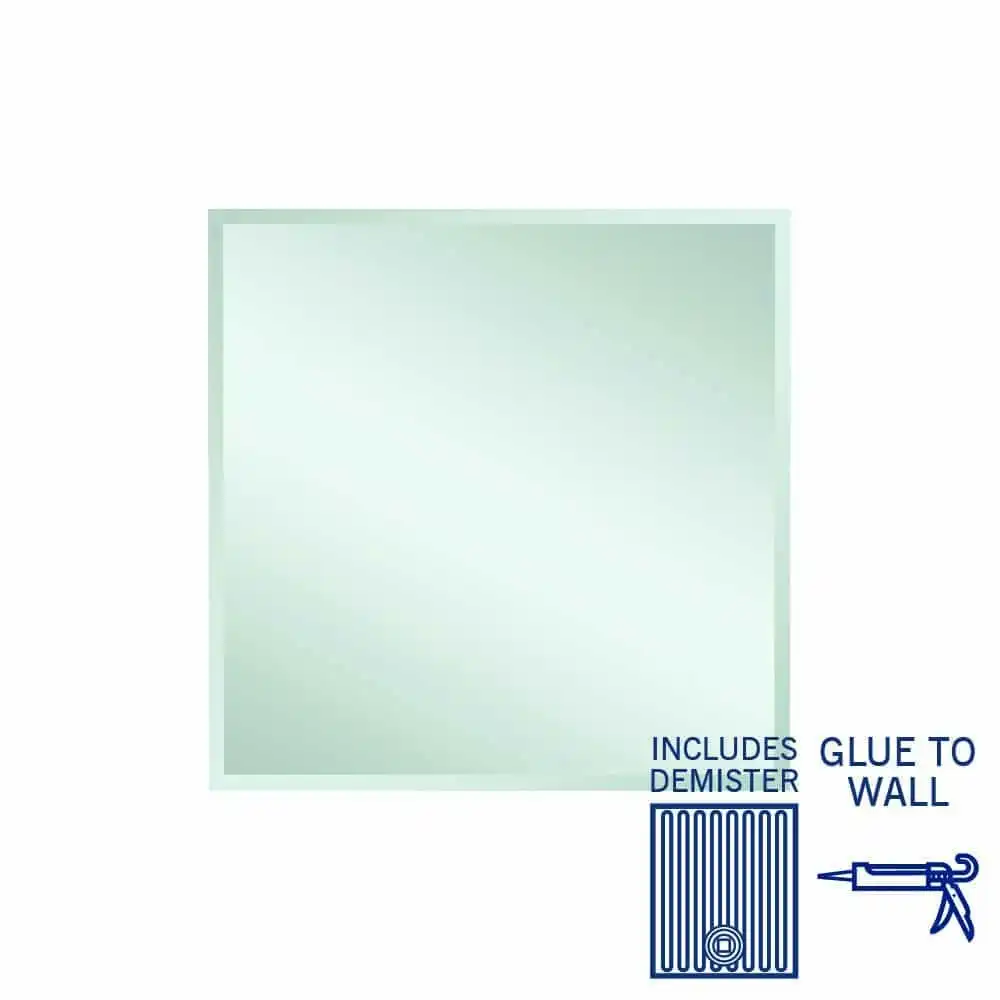 Thermogroup Montana Rectangle 25mm Bevel Edge Mirror - 900x900mm Glue-to-Wall and Demister MS9090GTD