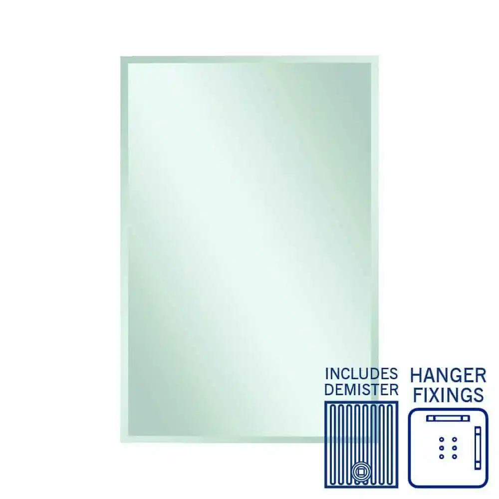 Thermogroup Montana Rectangle 25mm Bevel Edge Mirror - 1200x800mm with Hangers and Demister MS1280HND
