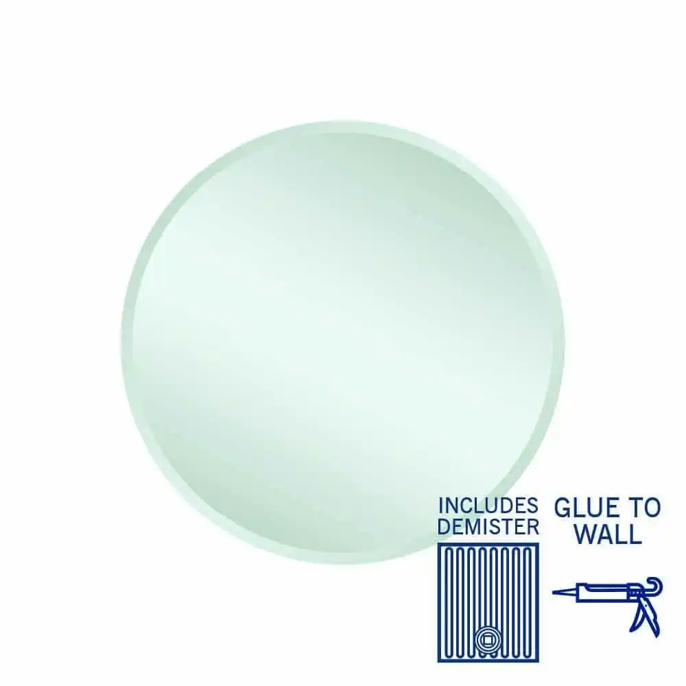 Thermogroup Kent 18mm Bevel Round Mirror - 600mm dia Glue-to-Wall and Demister KR6060GTD