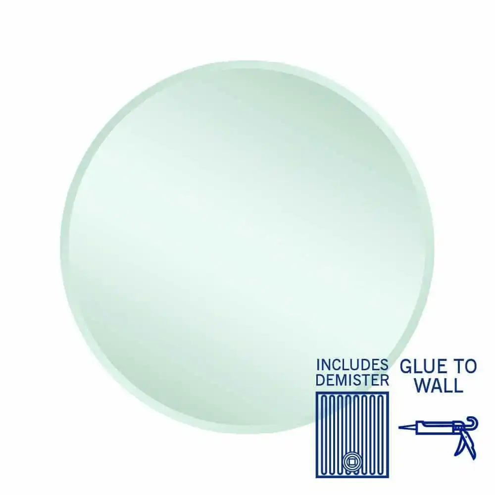 Thermogroup Kent 18mm Bevel Round Mirror - 700mm dia Glue-to-Wall and Demister KR7070GTD