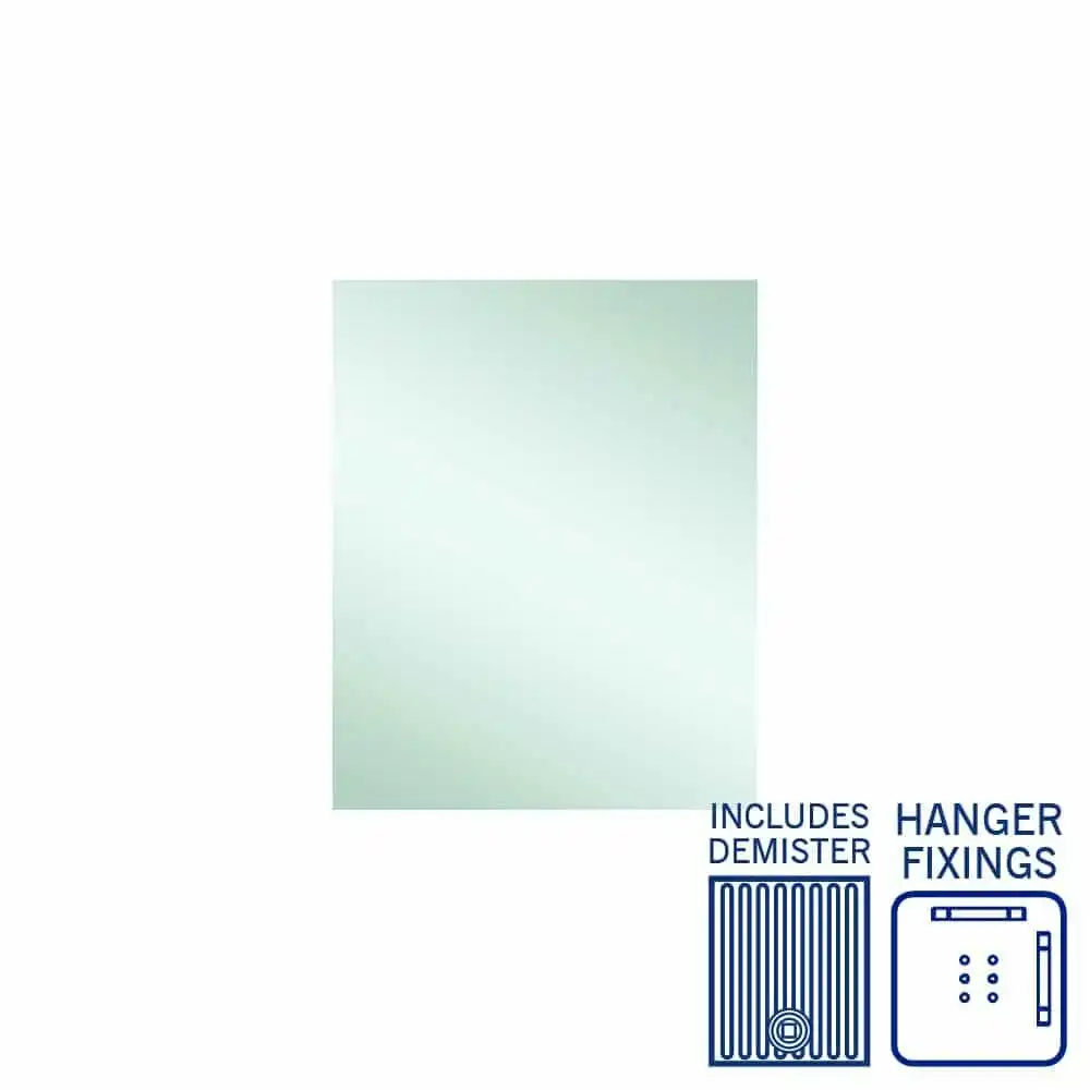 Thermogroup Jackson Rectangle Polished Edge Mirror - 600x750mm with Hangers and Demister JS6075HND