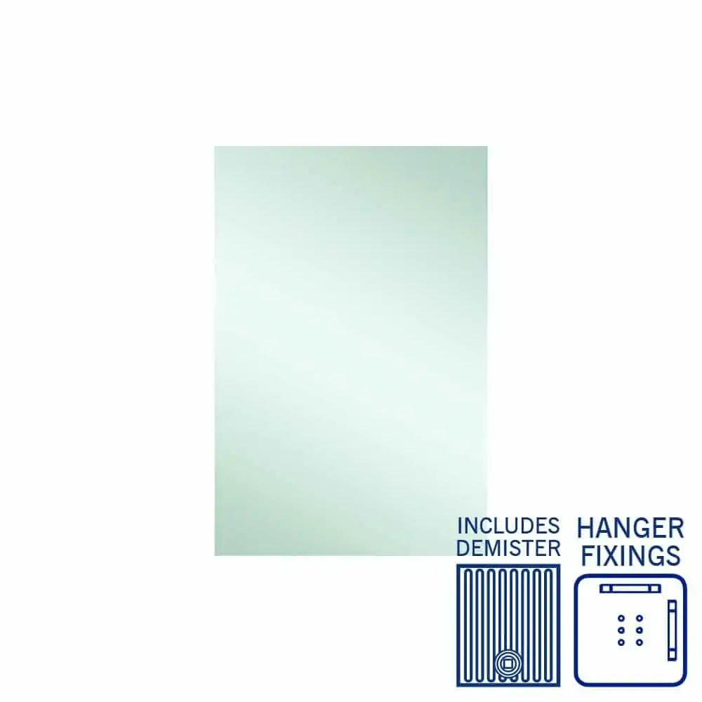 Thermogroup Jackson Rectangle Polished Edge Mirror - 600x900mm with Hangers and Demister JS6090HND