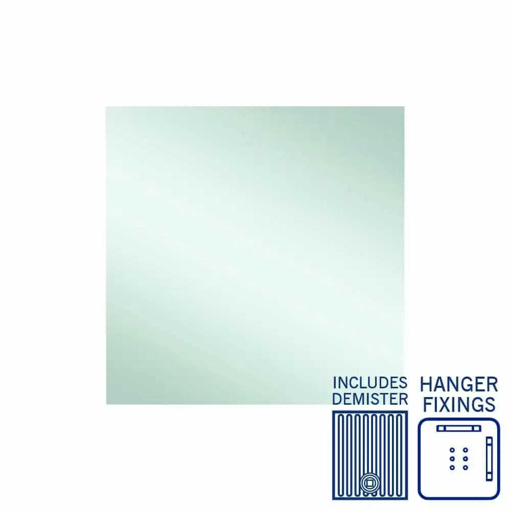 Thermogroup Jackson Rectangle Polished Edge Mirror - 900x900mm with Hangers and Demister JS9090HND