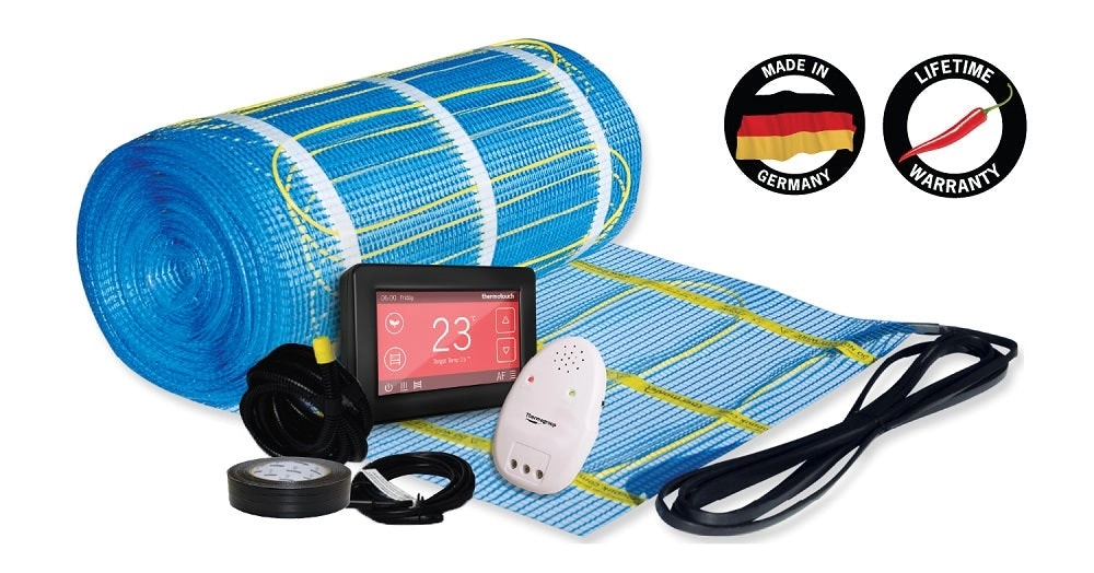 Thermogroup Thermonet EZ 150W/m² Self Adhesive 3x0.5m - 1.5m² 225Watts Floor Heating Kit Including Black 5246 Dual Thermostat 111503TDB