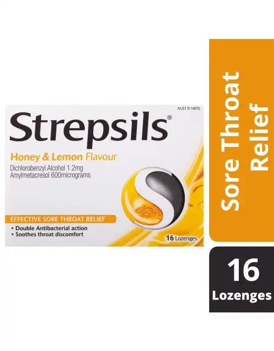 Strepsils Sore Throat Relief Honey & Lemon 16 Lozenges