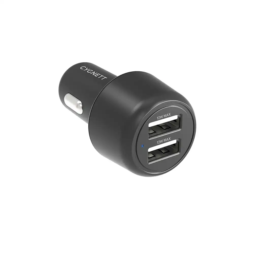 Cygnett Carpower 12w Dual Port Car Charger - Black