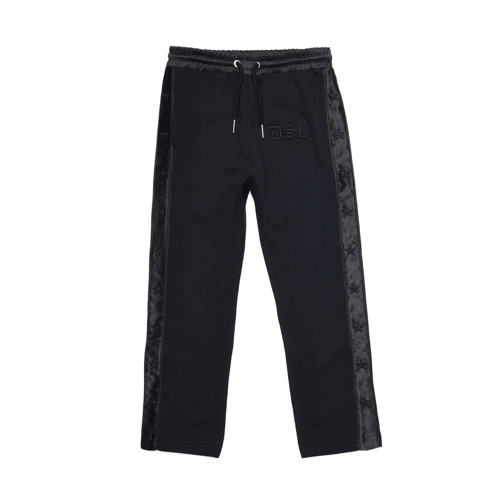 Diesel Boys Black Joggers With Elasticated Waist And Star Sides
