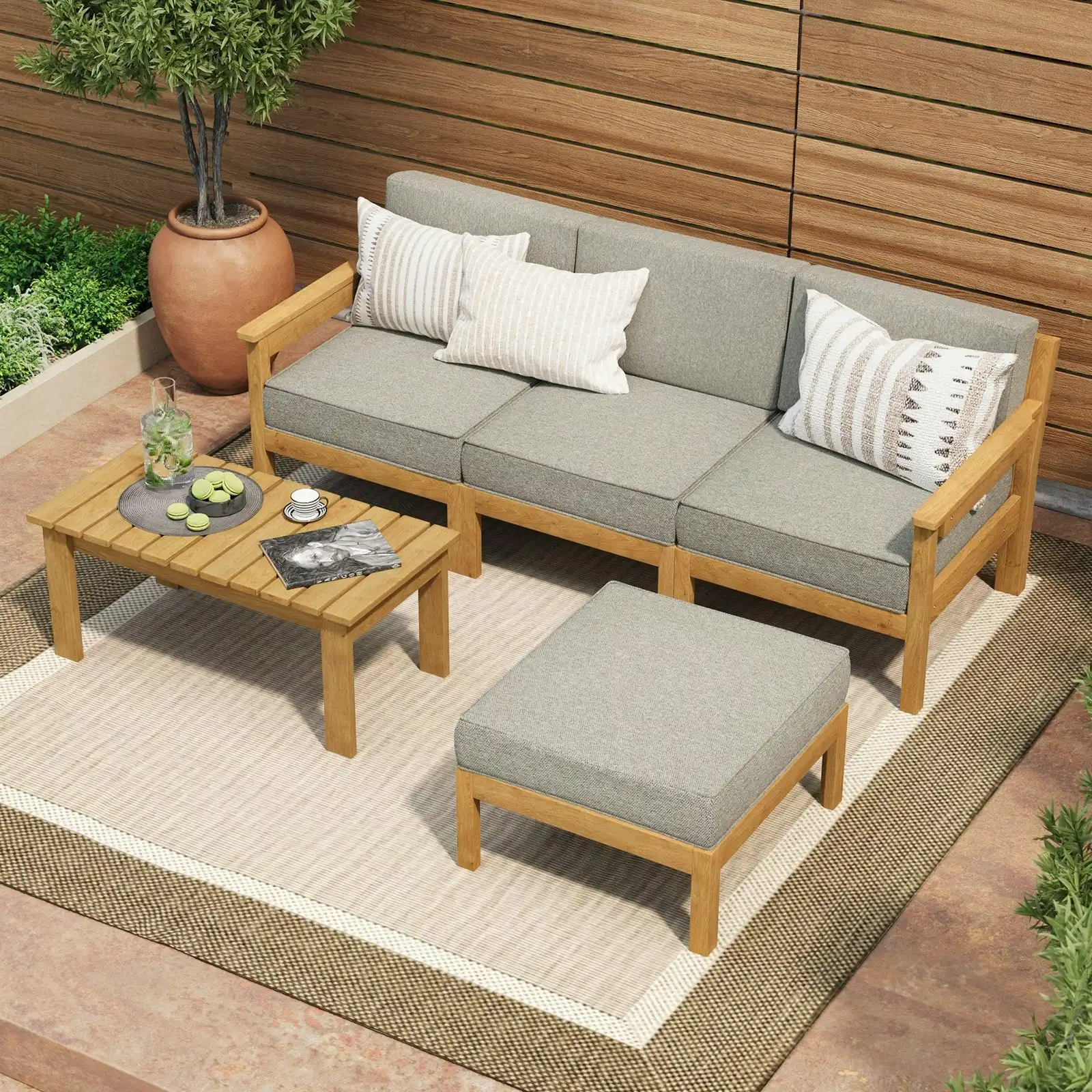 Livsip 5PCS Outdoor Furniture Sofa Set Lounge Setting Garden Patio