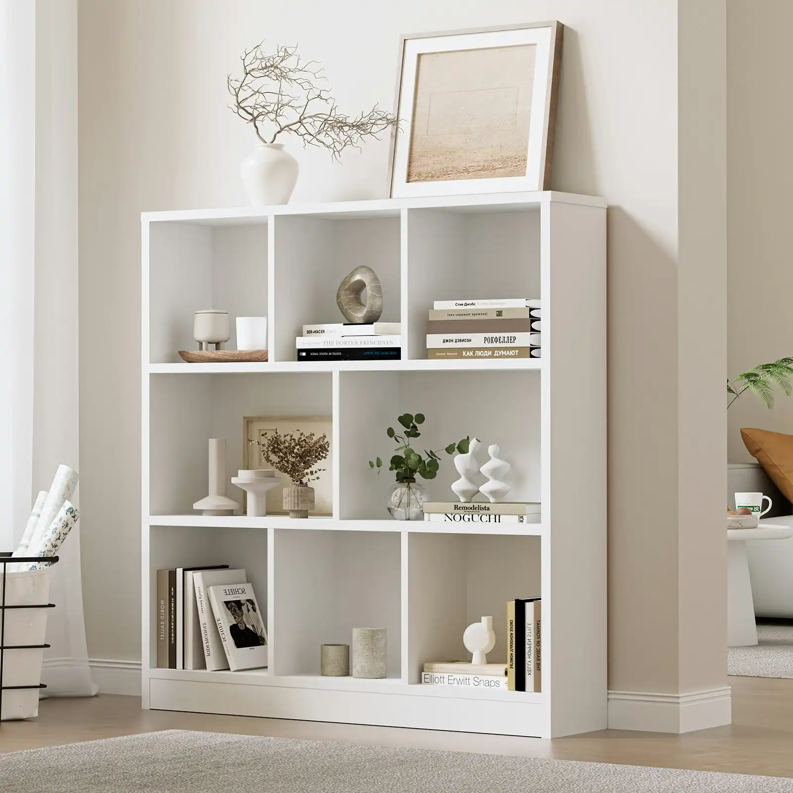 Oikiture Bookshelf Bookcase Display Shelves Unit Storage Organizer Stand White