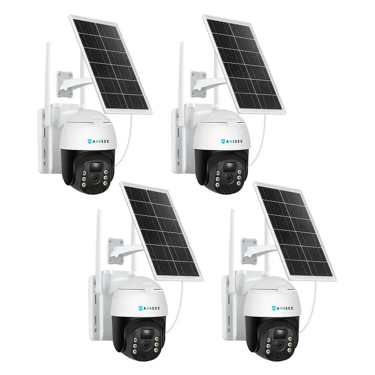 Anisee Solar Security Camerax4 Wireless Outdoor CCTV WiFi Home Surveillance System 4MP PTZ Remote 2 Way Audio Color Night Vision