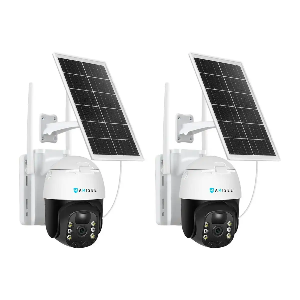 Anisee Solar Security Camerax2 Wireless Outdoor CCTV WiFi Home Surveillance System 4MP PTZ Remote 2 Way Audio Color Night Vision