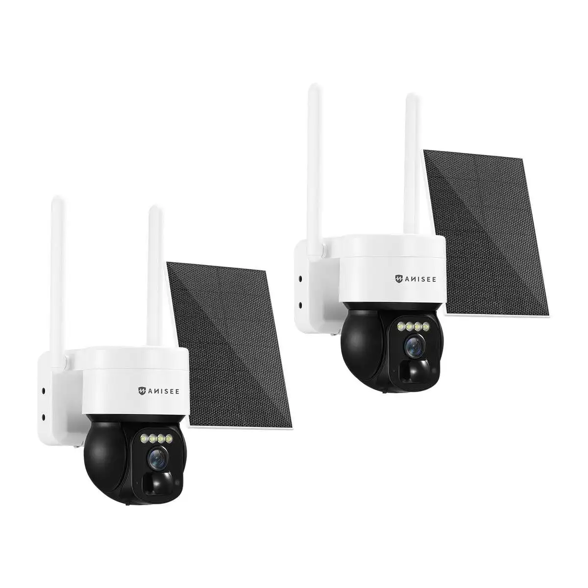Anisee Solar WIFI Security Camerax2 Battery Outdoor Wireless CCTV PTZ Spy Surveillance 2K  Home Dual Lens 5dBi 3MP PIR Detect Night Vision IP66