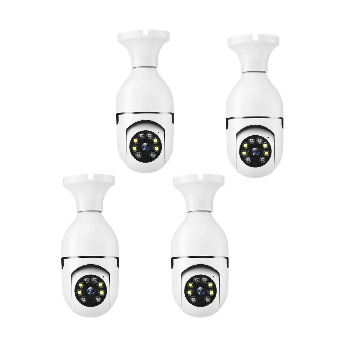 Anisee WiFi IP Camerax4 Wireless Spy Home Security CCTV Surveillance System E27 Light Bulb Outdoor PTZ IR Night Vision 2 Way Audio Full HD 1080P 2MP