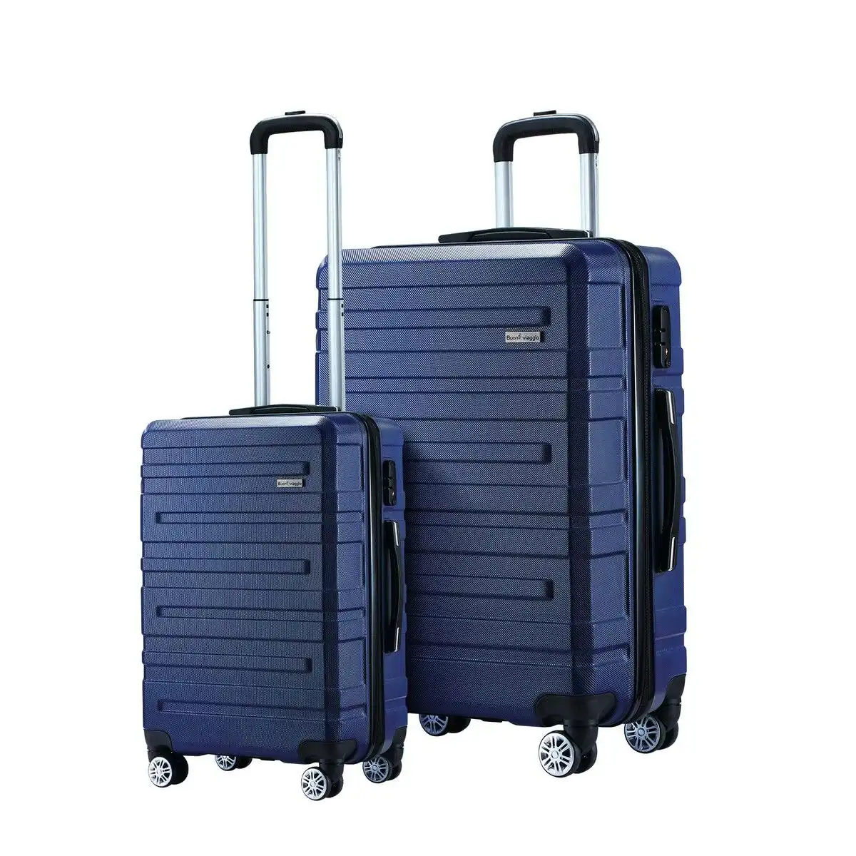 Buon Viaggio 2 Piece Luggage Set Travel Suitcases Carry On Lightweight Hard Trolley TSA Lock Navy Blue