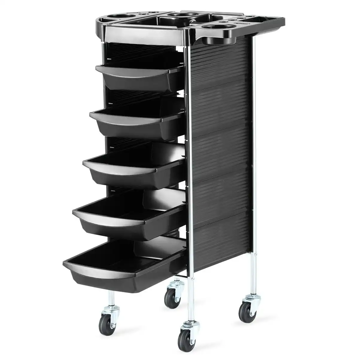 Ausway 6 Tiers Hairdressing Storage Trolley Beauty Salon Rolling Cart 5 Drawers