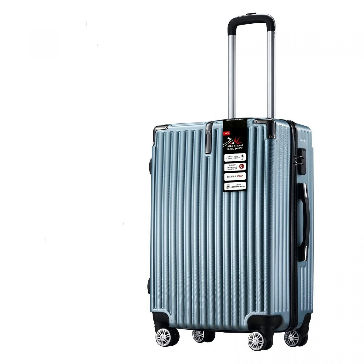 Buon Viaggio Carry On Luggage Traveler Bag Suitcase Hard Shell Case Carryon Travel Lightweight Rolling Checked with Wheels Lock Ice Blue 20 Inch