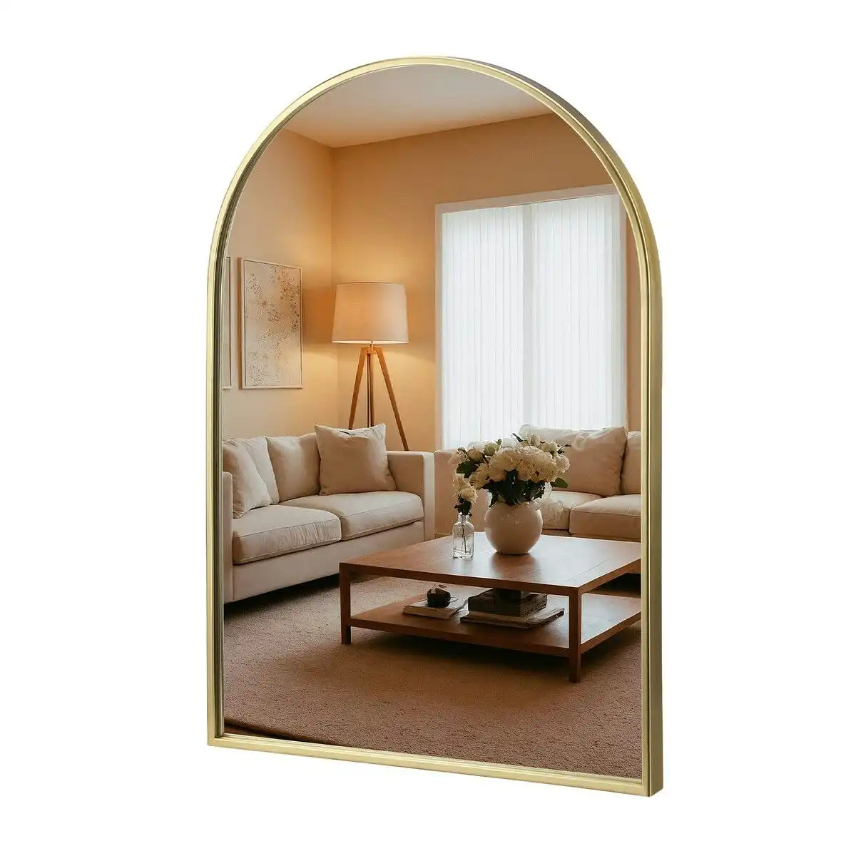 LUXSUITE Arch Wall Vanity Mirror Bathroom Large Gold Standing Hallway Bedroom Decorative Mount Makeup Shower Shaving