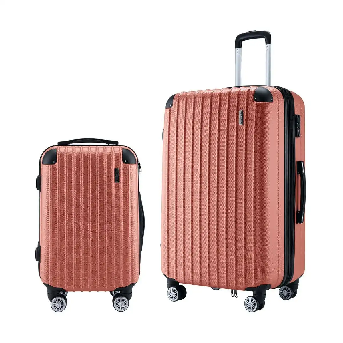 Buon Viaggio 2Pcs Luggage Set Carry On Suitcases Travel Case Cabin Hard Shell Travelling Bags Hand Baggage Lightweight Rose Gold