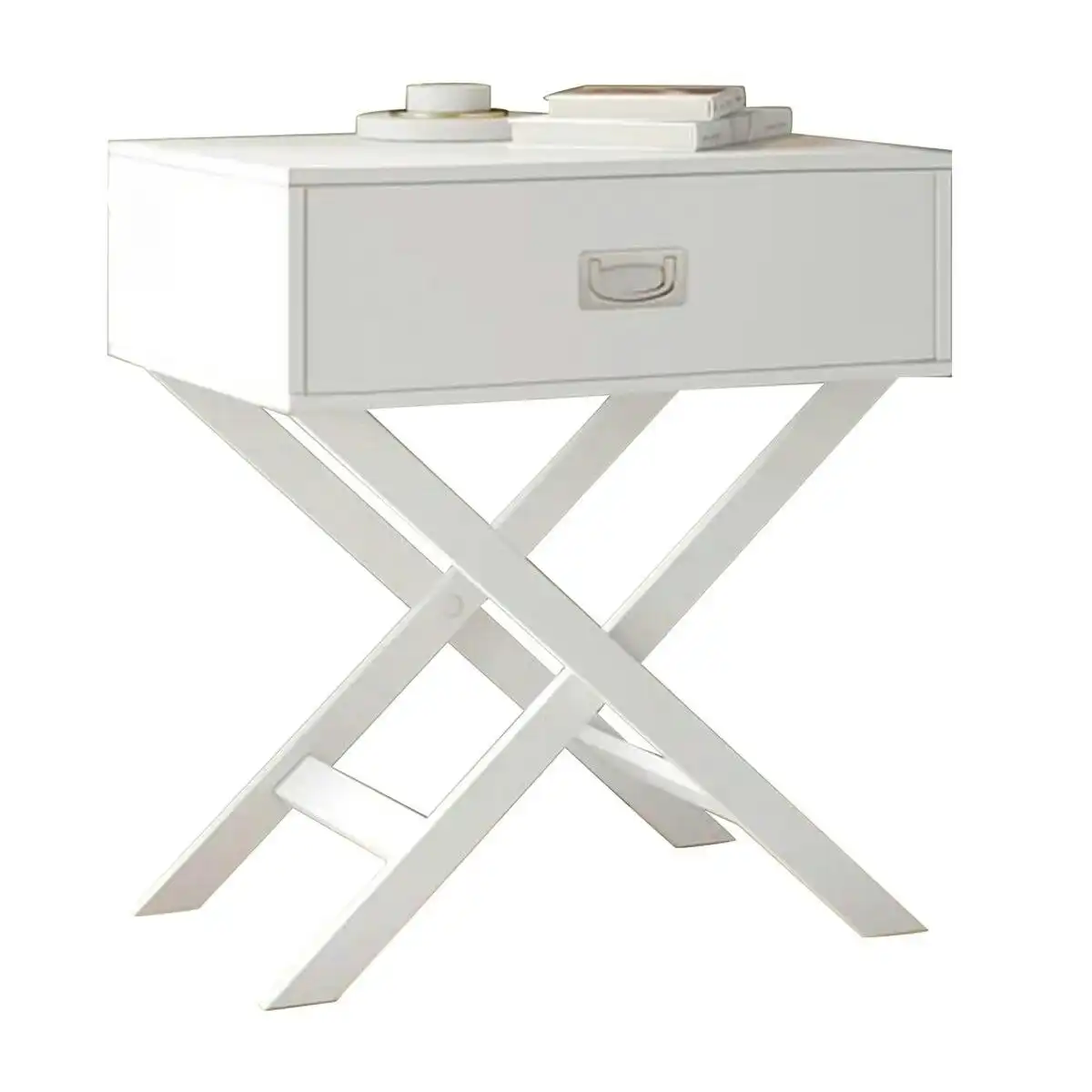 Ausway White Bedside End Table With Drawer Storage Cabinet Modern Small Nightstand Wooden Living Room