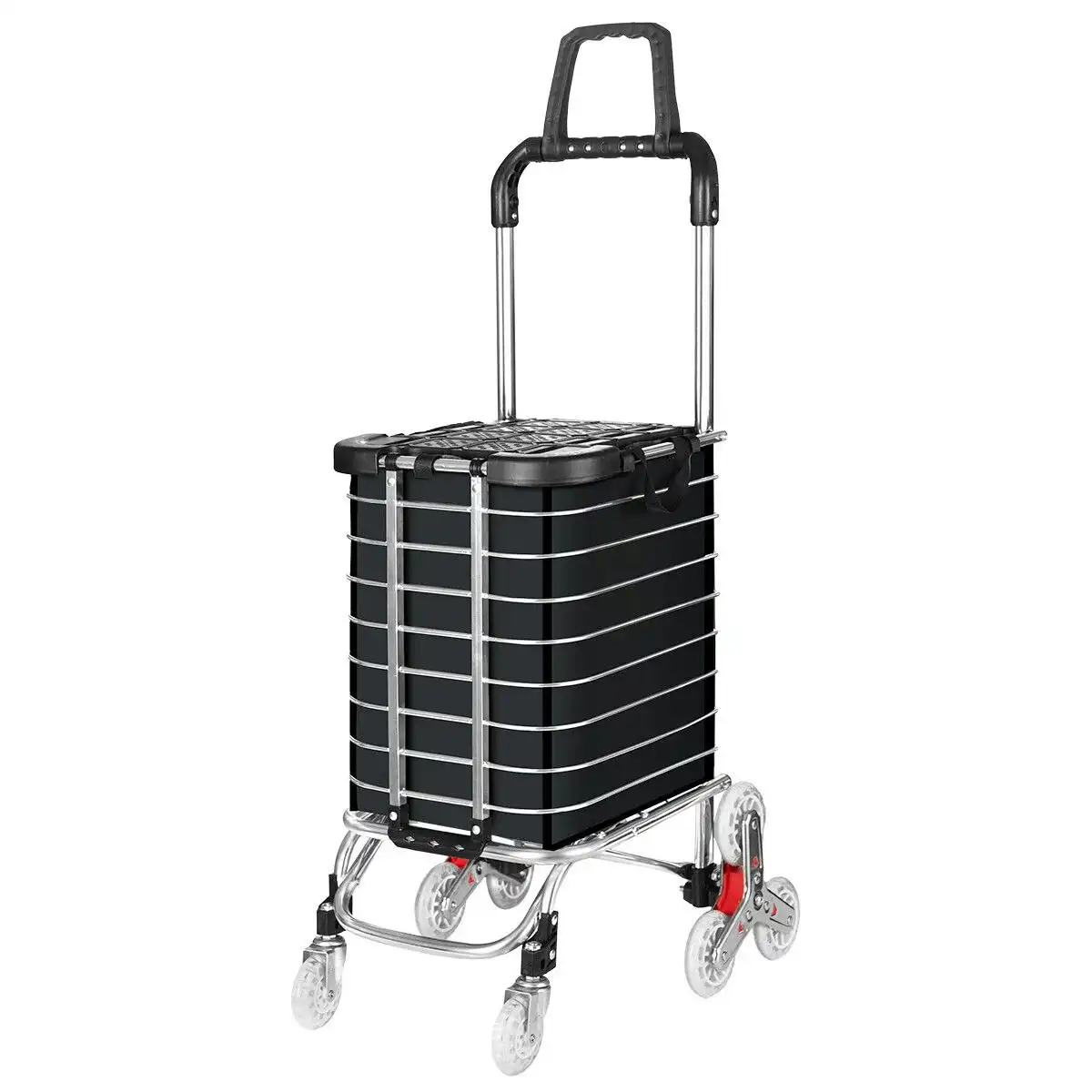 LUXSUITE Shopping Cart Trolley Trolly Wheeled Bag Grocery Storage Foldable Market Utility Granny Stair Climbing Wheels Aluminium 50kg