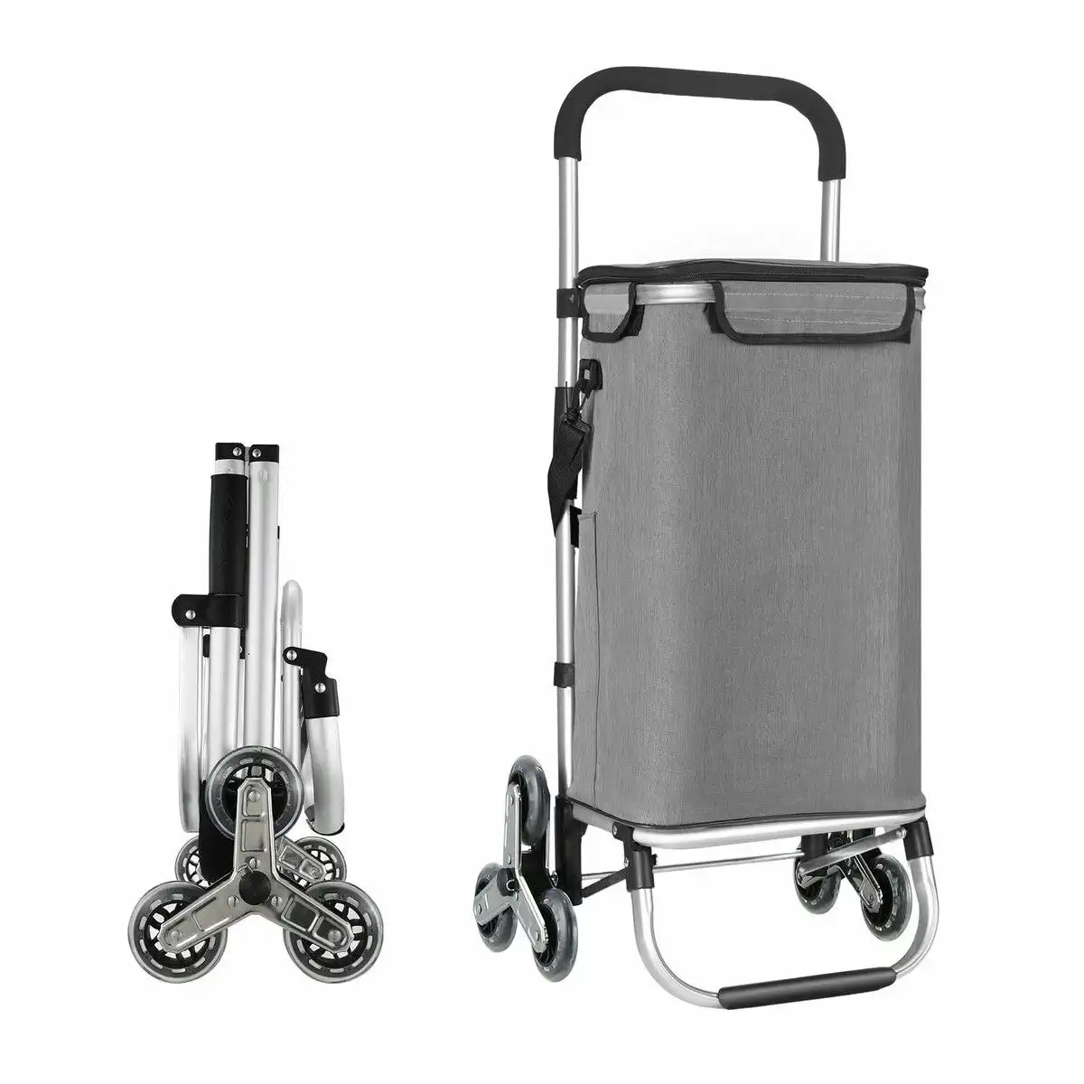 LUXSUITE Shopping Trolley Cart Wheeled Bag Storage Trolly Foldable Grocery Market Utility Granny Stair Climbing Wheels Aluminium 45kg