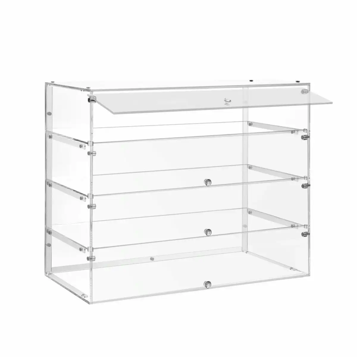 LUXSUITE Large Cake Display Cabinet 4 Tier Acrylic Stand Case Unit Holder Bakery Cupcake Muffin Donut Pastry Model Toy Showcase Desktop 5mm Transparent