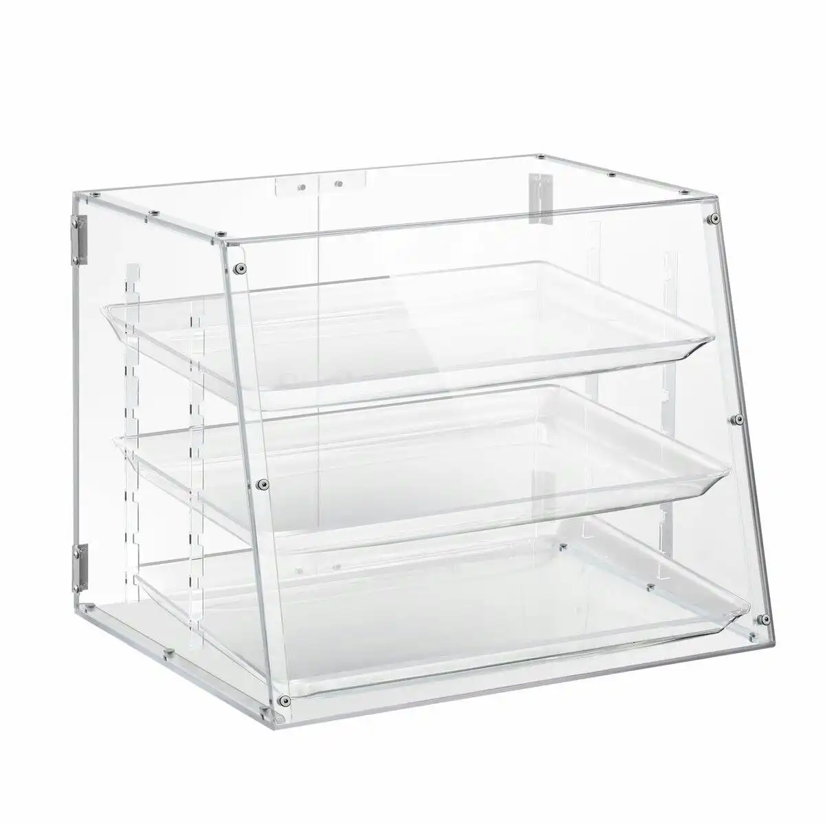 LUXSUITE Cake Display Cabinet 3 Tier Acrylic Bakery Cupcake Stand Case Unit Holder Muffin Donut Pastry Model Toy Showcase Adjustable Shelf 5mm Thick