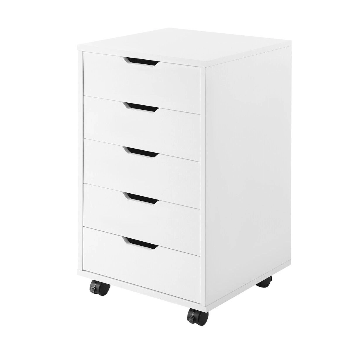 Ausway 5 Drawer File Cabinet Mobile Filing Document Organiser Chest Home Office Storage Cupboard Printer Stand White 40x38x68cm