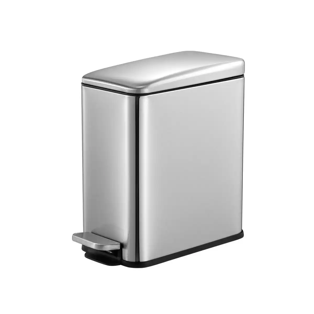 Maxkon Small Garbage Can Rubbish Pedal Bin Recycling Trash Waste Stainless Steel Rectangular Trashcan Soft Closing Kitchen House Indoor 5L