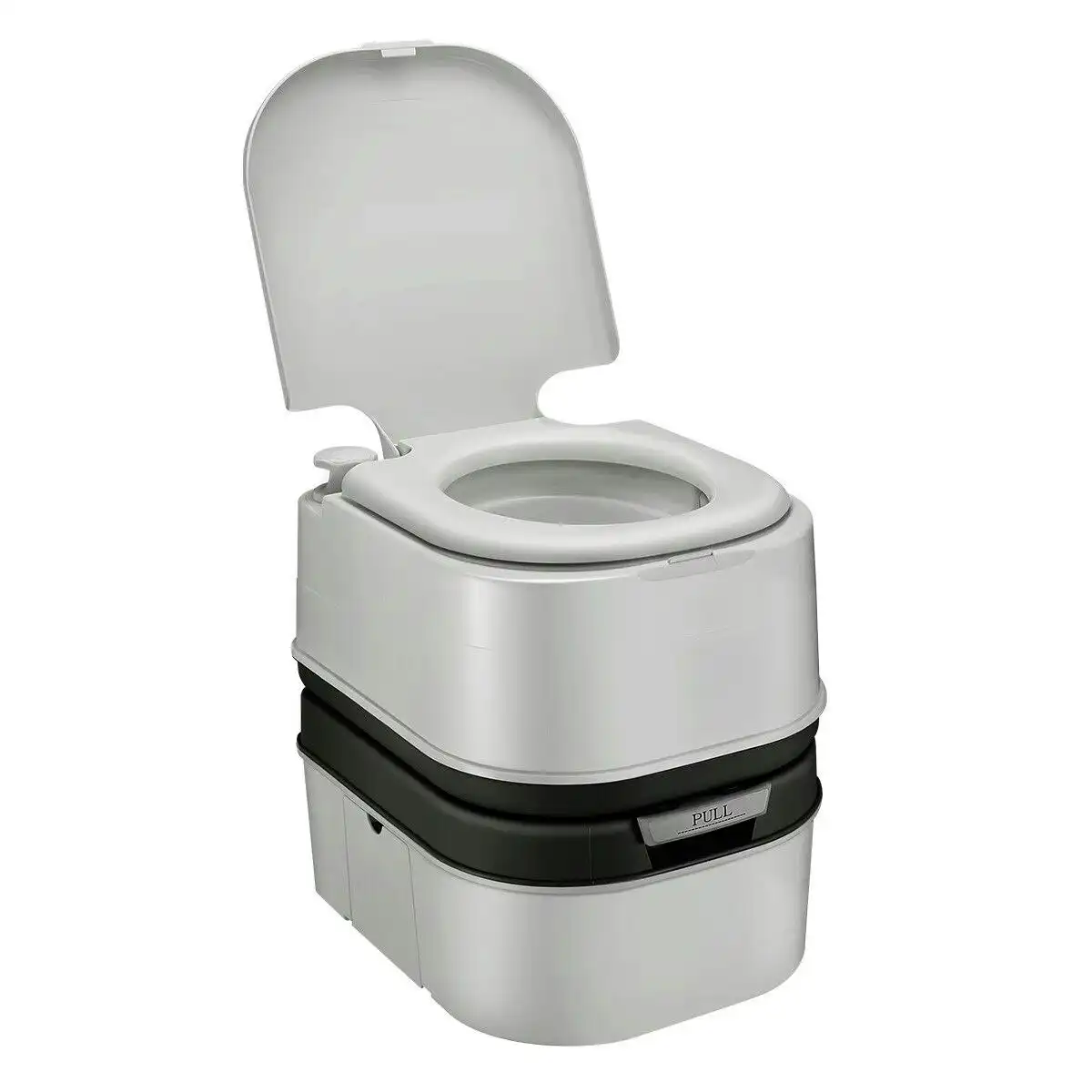 Ausway Portable Toilet Camping Potties Travel Porta Potty Mobile Bathroom Black and Grey 44.5x35x44cm 24L