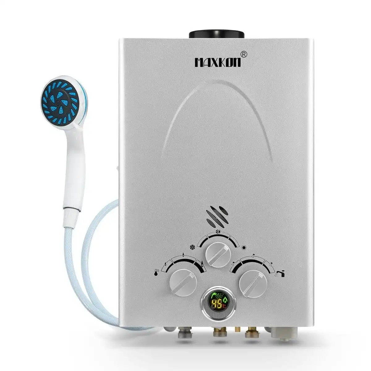 Maxkon  520L per Hr Portable Outdoor Gas Water Heater Instant Shower – Sliver